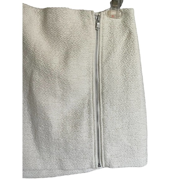 ECATE High Waist Mini Brocade Skirt Side Front Zip Size 8 Cream - Picture 4 of 6